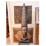 Large Metal African Tribal Sculpture / Bust 