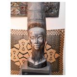 Large Metal African Tribal Sculpture / Bust 