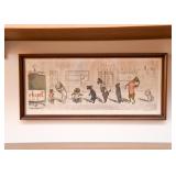 Vintage French Dogs Drawing, Signed 