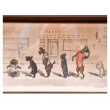 Vintage French Dogs Drawing, Signed 
