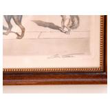 Vintage French Dogs Drawing, Signed 