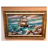 Framed Original Seascape Painting, Signed by Artist