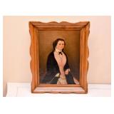 Small Antique Oil On Board Portrait Painting, Signed by Artist