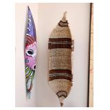 Ceramic Wall Mask, Hand Woven Basket 