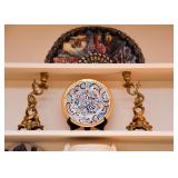 Decorative Fans, Brass Candlesticks, Decorative Plate