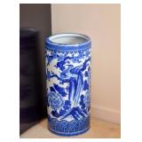 Blue & White Asian Porcelain Umbrella / Cane Holder