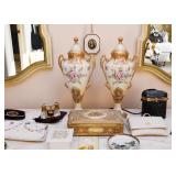 Royal Crown Porcelain Urns, Mother of Pearl Opera Binoculars, Decorative Boxes, Women