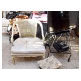 French Provincial Rattan Back Armchair