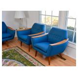 SOLD--Lot #302, Pair of Mid Century Modern Tufted Lounge Chairs, $400 EACH