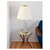 Bamboo Motif Brass & Glass Side Tables (Pair), Crystal Table Lamps (Pair)