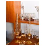 Brass & Crystal Candlestick Holders