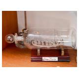 Hand Blown Glass Viking Ship in Bottle