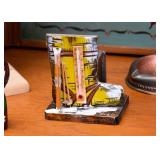 Ski-Themed Thermometer, Artist Signed