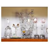 Cut Crystal Bell & Vase, Hand-Blown Glass Figurines