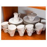 Set of Bavarian Tea Cups, Saucers, Dessert Plates, Sugar & Creamer