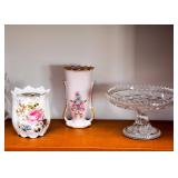 Porcelain Vases, Crystal / Glass Pedestal Dish