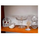 Collectible Glass Figurines, Glass Pedestal Dish, Votive Candle Holders