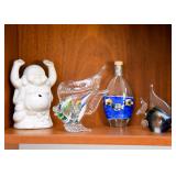 Ceramic Buddha, Hand-Blown Glass Fish Paperweights