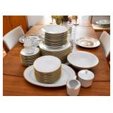 Set of White China with Gold Accents