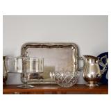 Silverplate Pitcher & Serving Tray, Glass Pedestal Cake Server, Crystal Bowl, Catherineholm Enamelwa