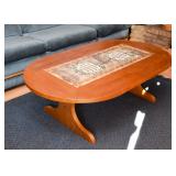 BUY IT NOW! Lot #311, Vintage Oval Wood Coffee / Cocktail Table with Tile Inset, $150