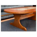 BUY IT NOW! Lot #311, Vintage Oval Wood Coffee / Cocktail Table with Tile Inset, $150