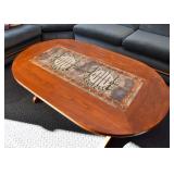 BUY IT NOW! Lot #311, Vintage Oval Wood Coffee / Cocktail Table with Tile Inset, $150