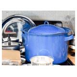 Blue Enamelware Stock Pot