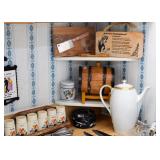 Vintage Spice Jars, Coffee Server, Cutlery, Etc.
