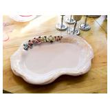 Vintage Light Pink Ceramic Tray / Serving Dish