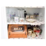 Wooden Bread Box, Bar Glasses, Coffee Mugs