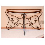 BUY IT NOW! Lot #308, Iron, Wood & Glass Demilune Console Table, $295