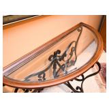BUY IT NOW! Lot #308, Iron, Wood & Glass Demilune Console Table, $295