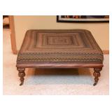 Large Upholstered Ottoman, Wood Base
