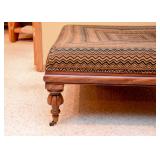 Large Upholstered Ottoman, Wood Base