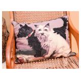 Needlepoint Scottie Dog Throw Pillow