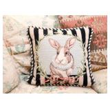 Needlepoint Rabbit Throw Pillow