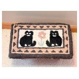 Primitive Hand Hooked Footstool 