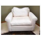 White Lounge Chair with Ottoman (not shown), Some stains