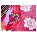 Demilune Console Table (Iron, Glass & Wood), Artist Made Decoupage Top, One of a Kind!