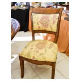 Round Walter E. Smithe Dining Table with Iron Base & 5 Custom Upholstered Dining Chairs