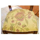 Round Walter E. Smithe Dining Table with Iron Base & 5 Custom Upholstered Dining Chairs