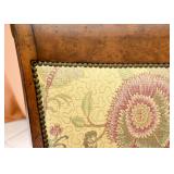 Round Walter E. Smithe Dining Table with Iron Base & 5 Custom Upholstered Dining Chairs