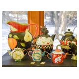 Hand Painted Pitcher, Mary Englebreit Teapots, Miniature Collectible Teapots