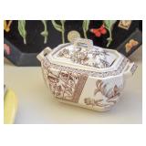 Brown Transferware Aesthetic Movement Covered Dish / Tureen