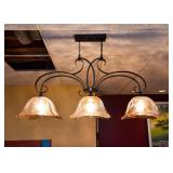 Iron 3-Light Chandelier with Art Glass  Shades