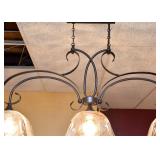 Iron 3-Light Chandelier with Art Glass  Shades