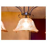 Iron 3-Light Chandelier with Art Glass  Shades