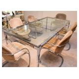 BUY IT NOW! Lot #102, MCM Chrome Dining Table w/ 6 Chairs & 2 Leaves, $1,000