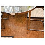 BUY IT NOW! Lot #105, MCM Chrome Dining Table with 4 Cantilever Chrome & Rattan Chairs, $600